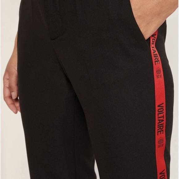 ZADIG & VOLTAIRE Black POMELO BAND PANTS Logo  Stripe Track Pant Trouser Slacks - Picture 5 of 14